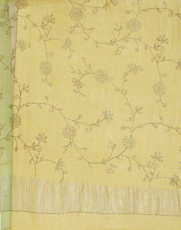 MBZ Meena Bazaar-Yellow Chiffon Saree