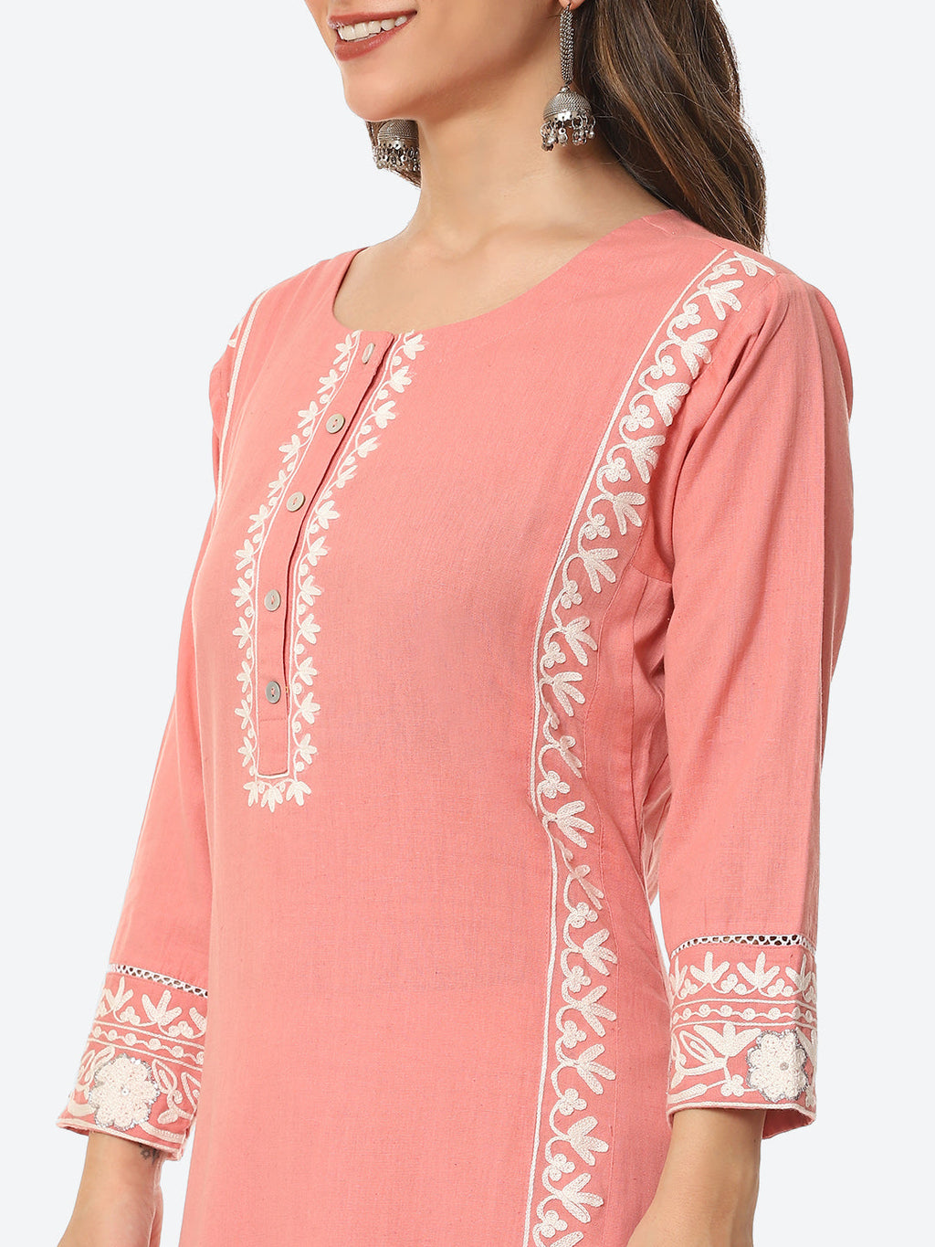 Neck Patti Cotton Kurta With Pant
