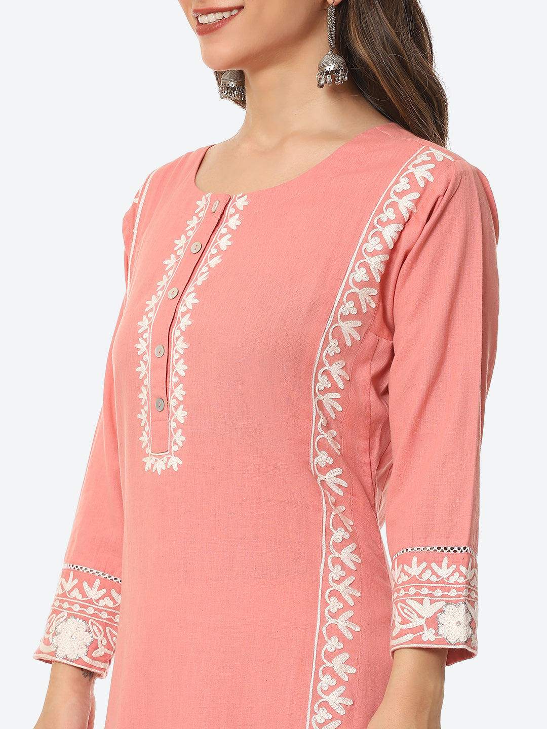 Neck Patti Cotton Kurta With Pant