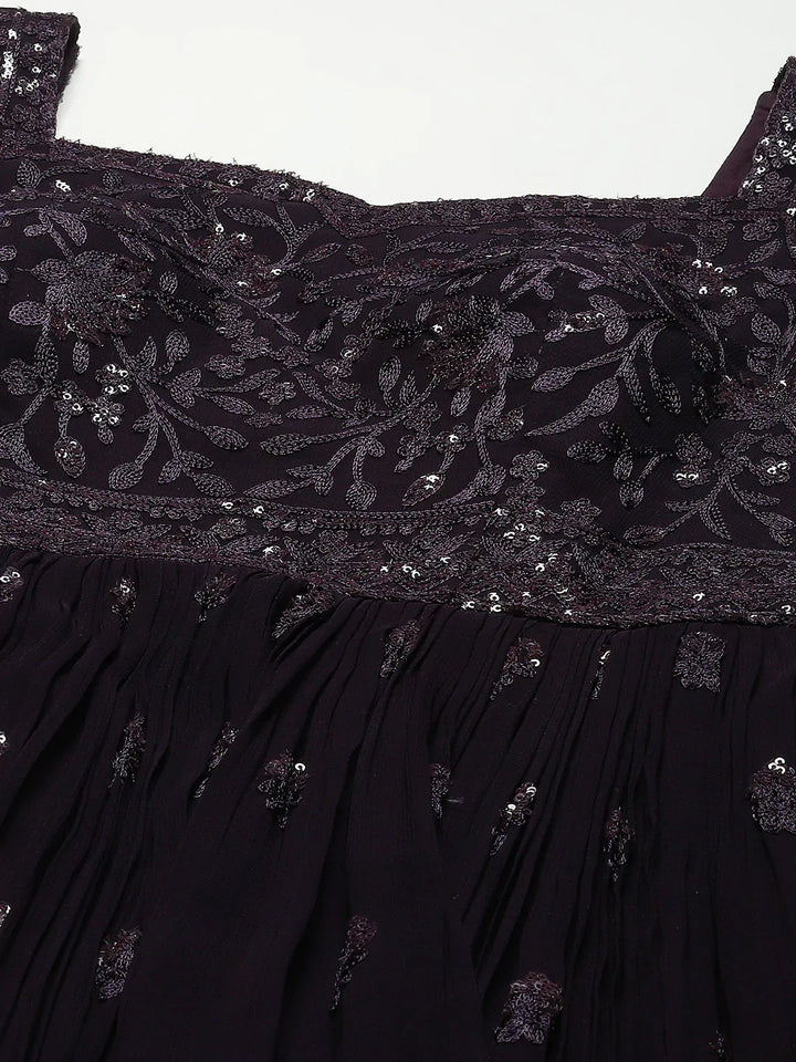 Resham Booti Embroidered Georgette Kurta With Churidar &amp; Dupatta
