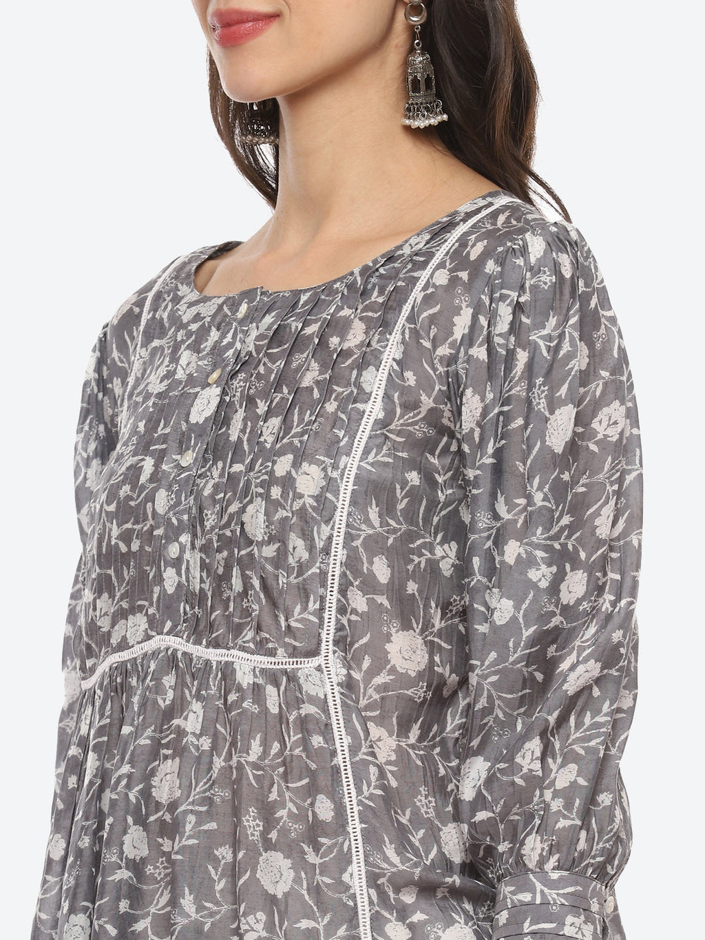 Floral Printed Muslin Kurti