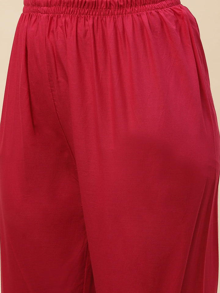 Neck Embroidered Chanderi Kurta With Pants &amp; Dupatta