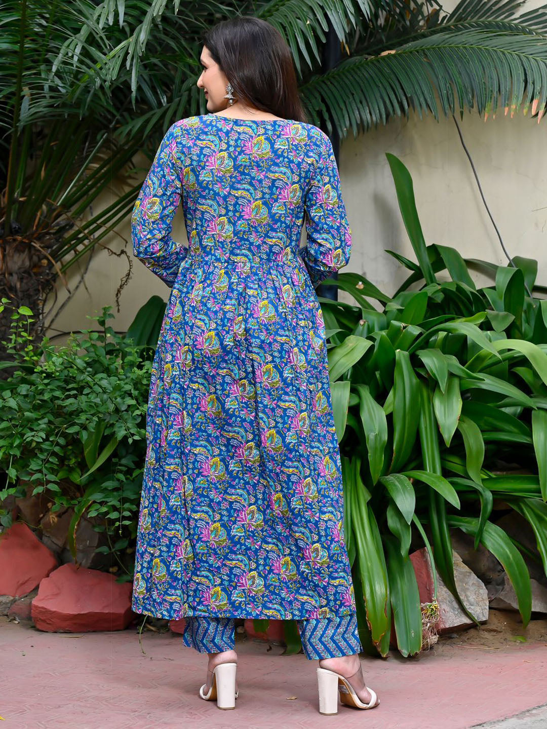 Floral Printed Cotton Kurta With Pants &amp; Dupatta