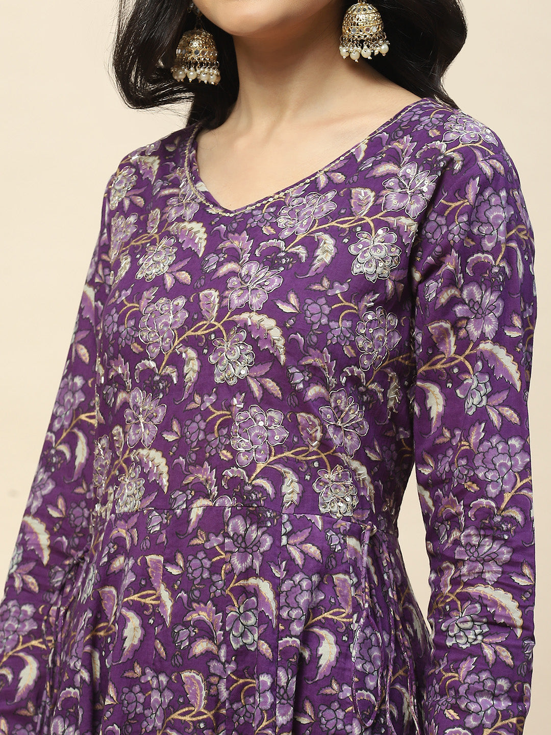 Neck Embroidery Cotton Kurta With Pants &amp; Dupatta