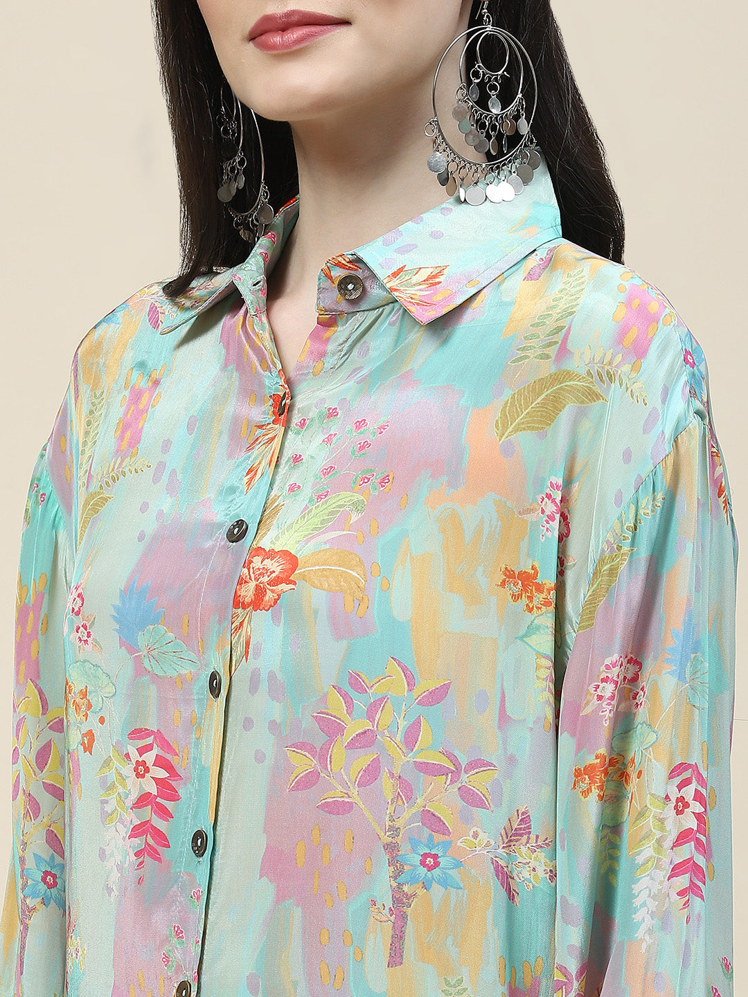 Printed Crepe Kurti With Pants
