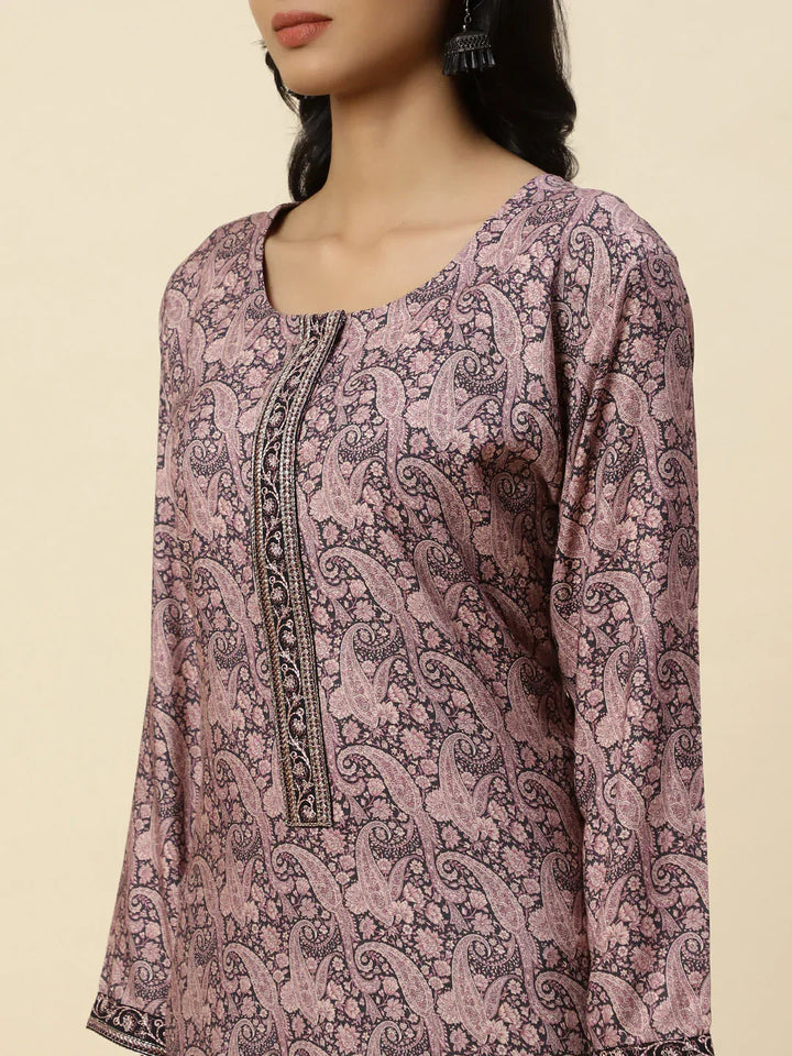 Printed Pashmina Kurta With Pants