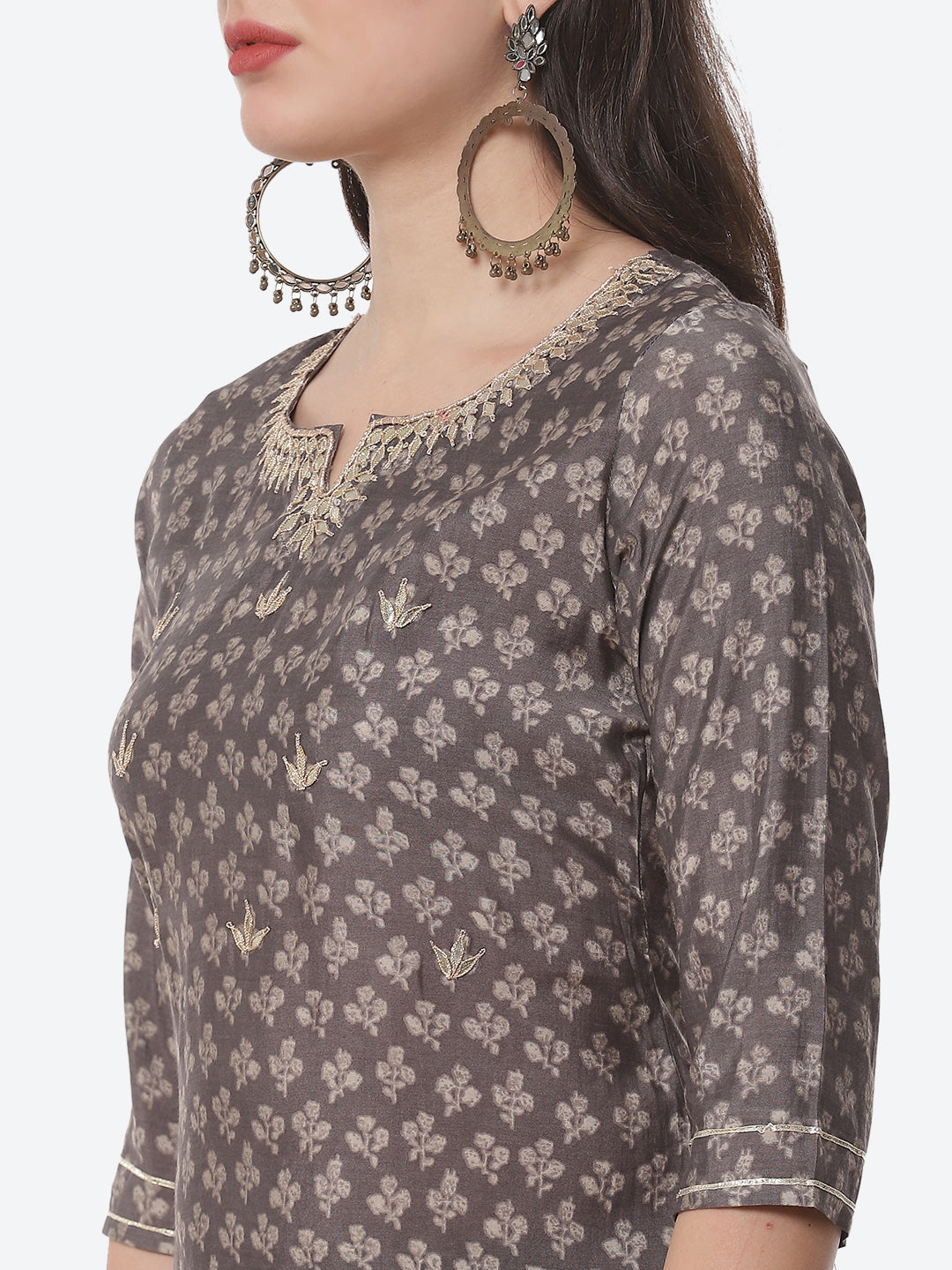 Cotton Muslin Printed Kurti With Pant And Dupatta