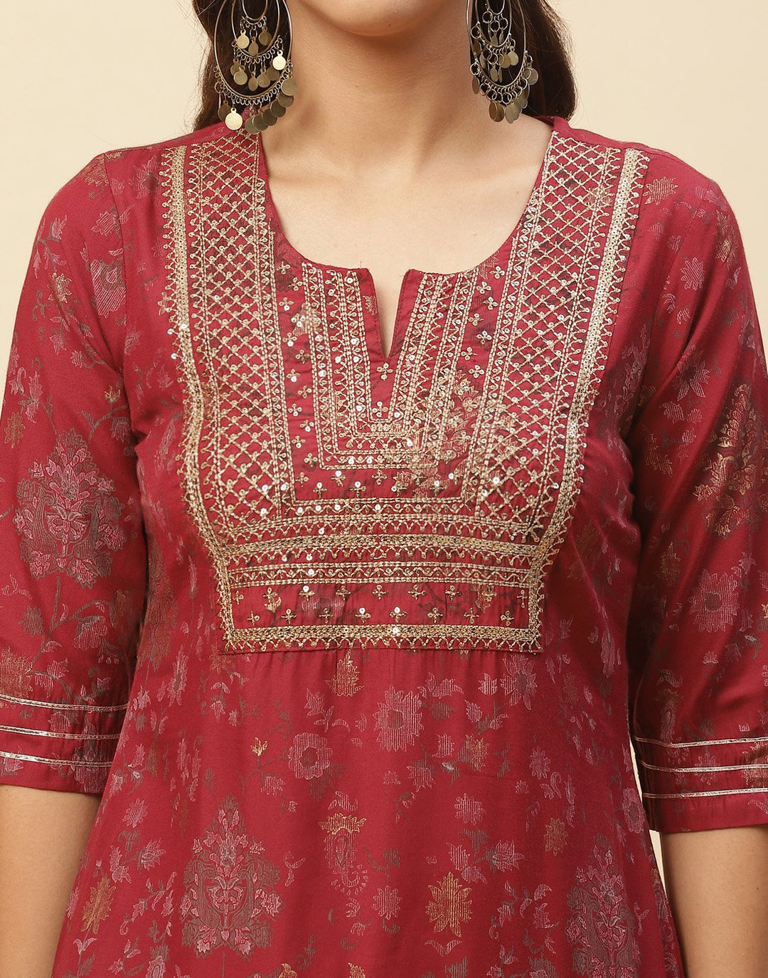 Embroidered Cotton Kurti With Pant