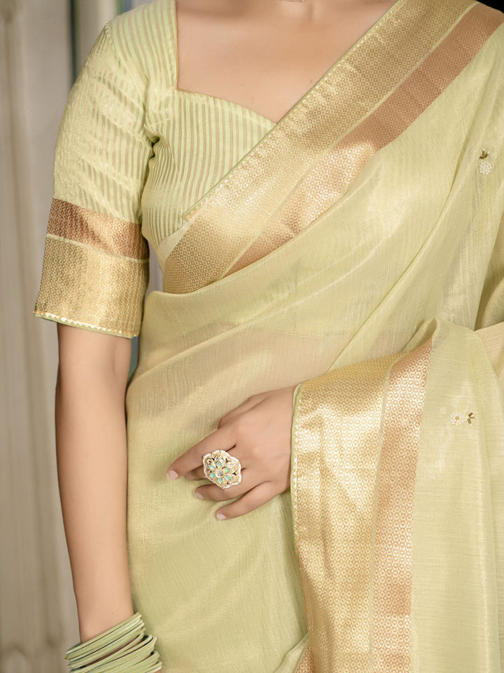Embroidered Linen Blend Saree