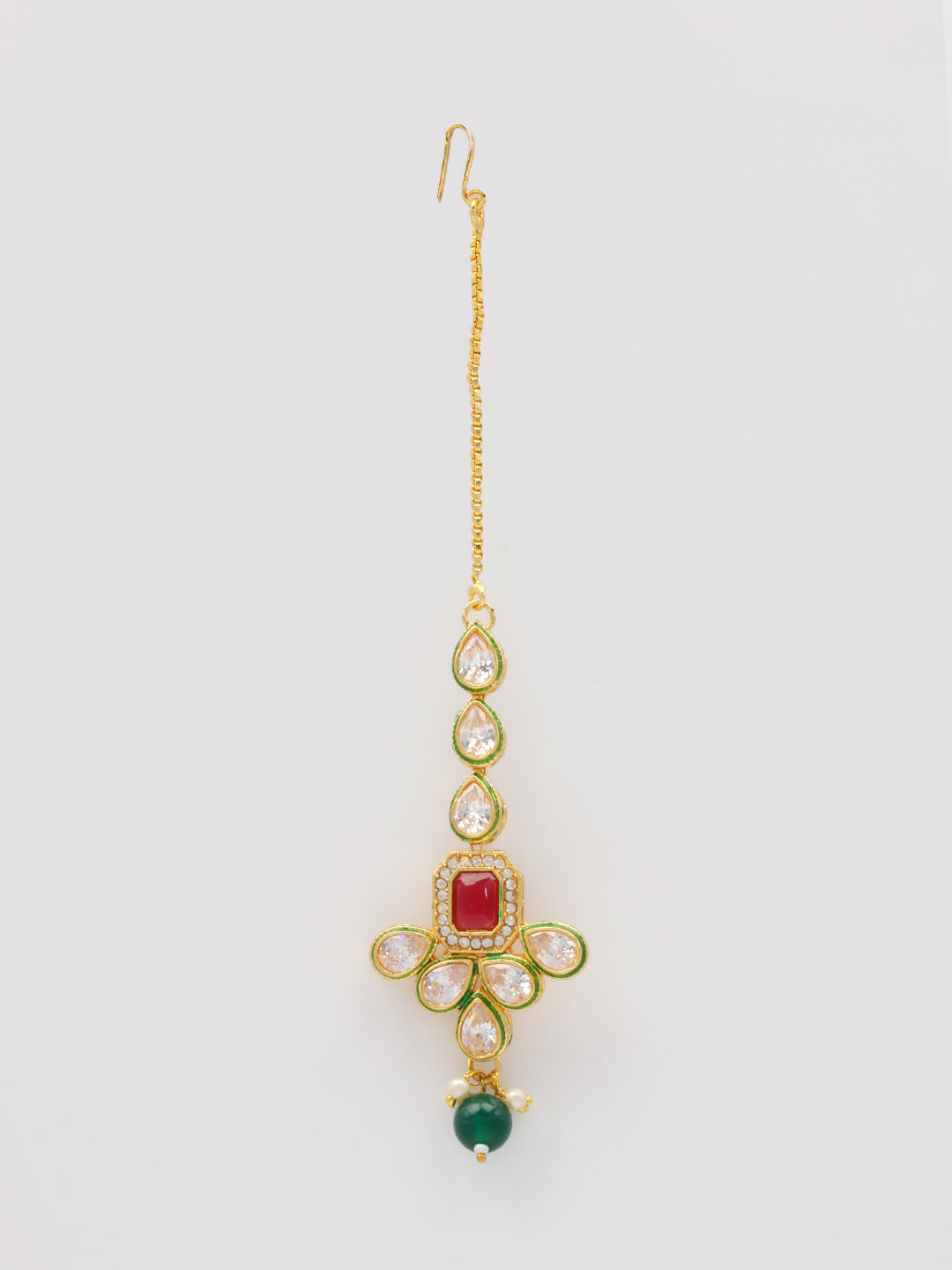 Kundan Work Necklace Set With Earring &amp; Mang Tika