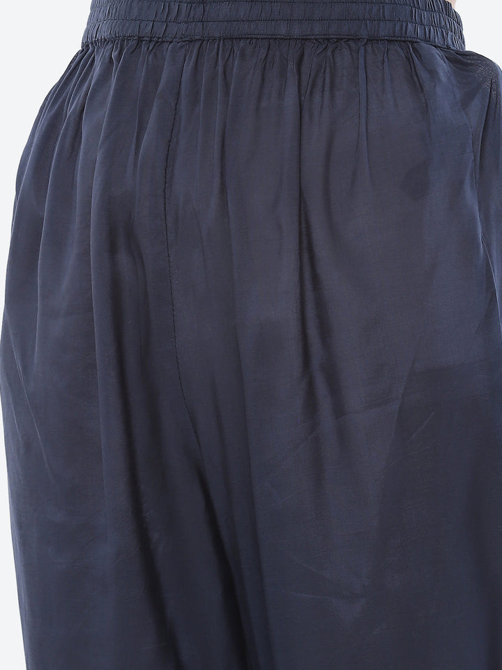Mirror Work &amp; Printed Muslin Kurta With Pant &amp; Chiffon Dupatta