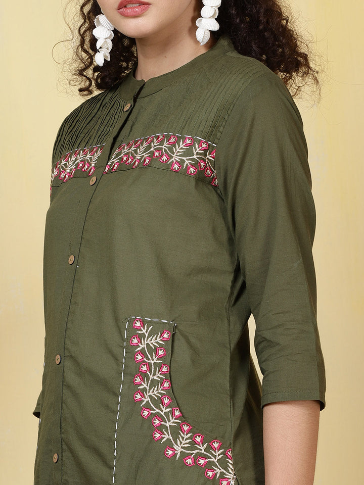 Printed Cotton Blend Kurta With Pants