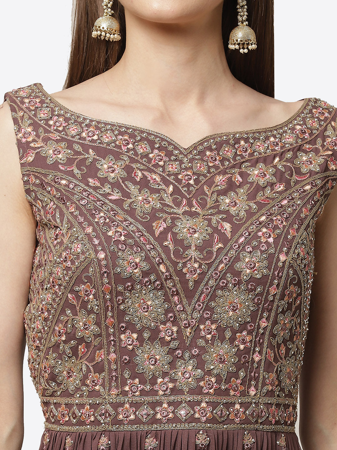 Art Georgette Embroidered Kurti With Sharara And Net Dupatta