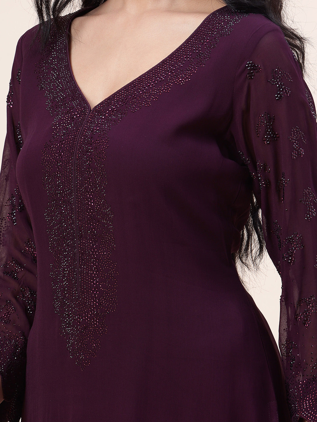 Swarovski Georgette Kurta With Sharara &amp; Dupatta