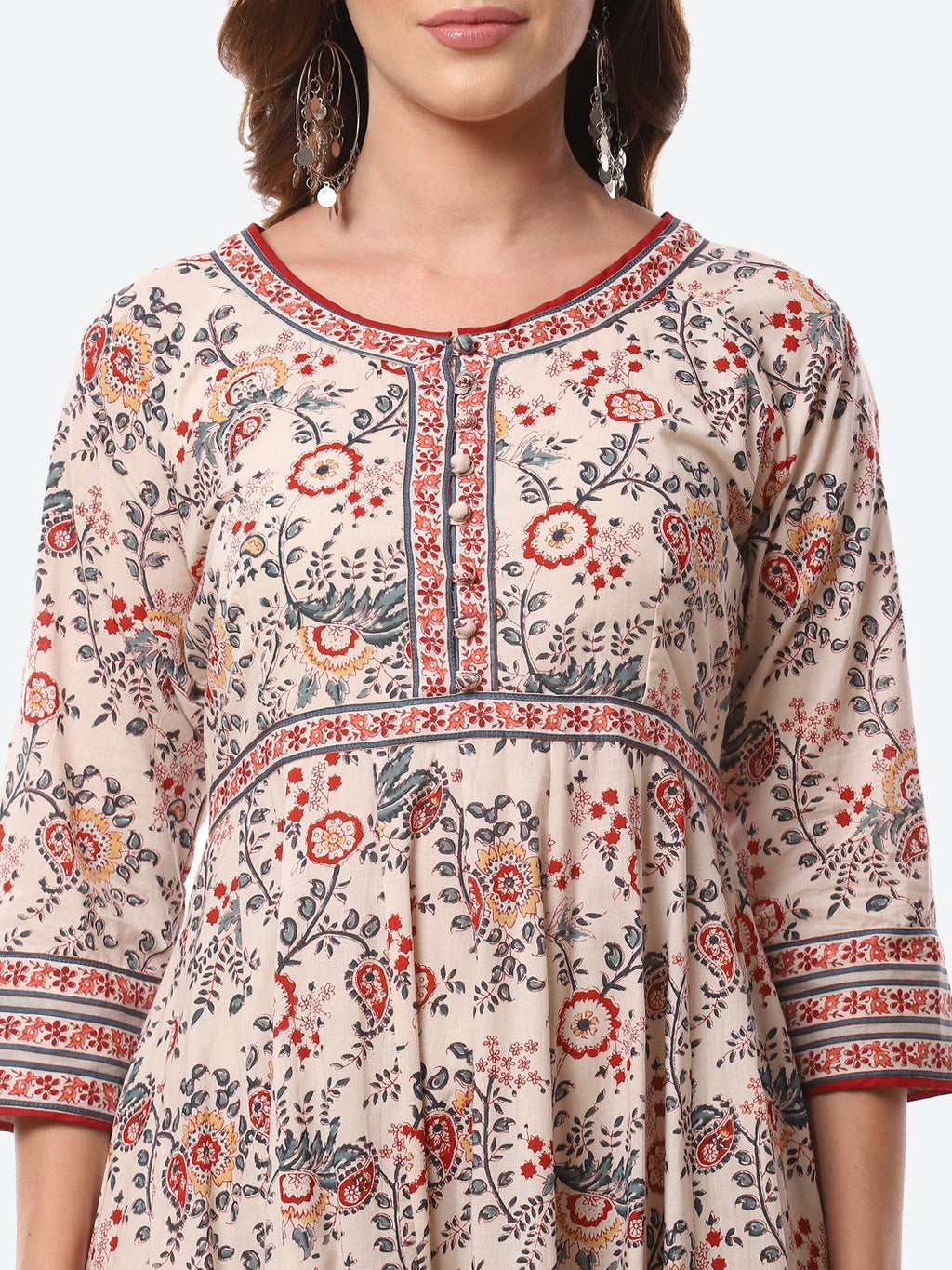 Floral Printed Cotton Anarkali Kurta