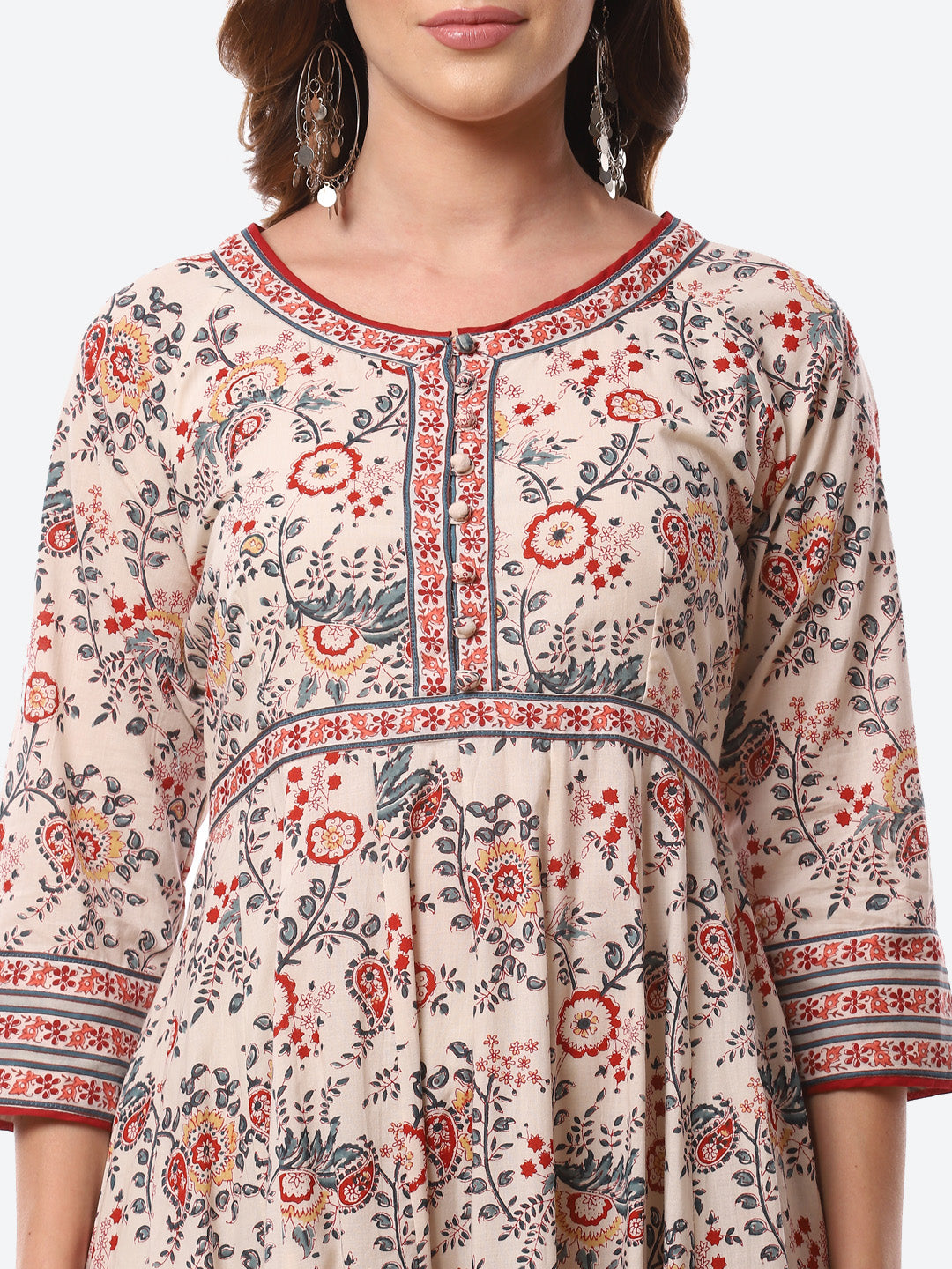 Floral Printed Cotton Anarkali Kurta