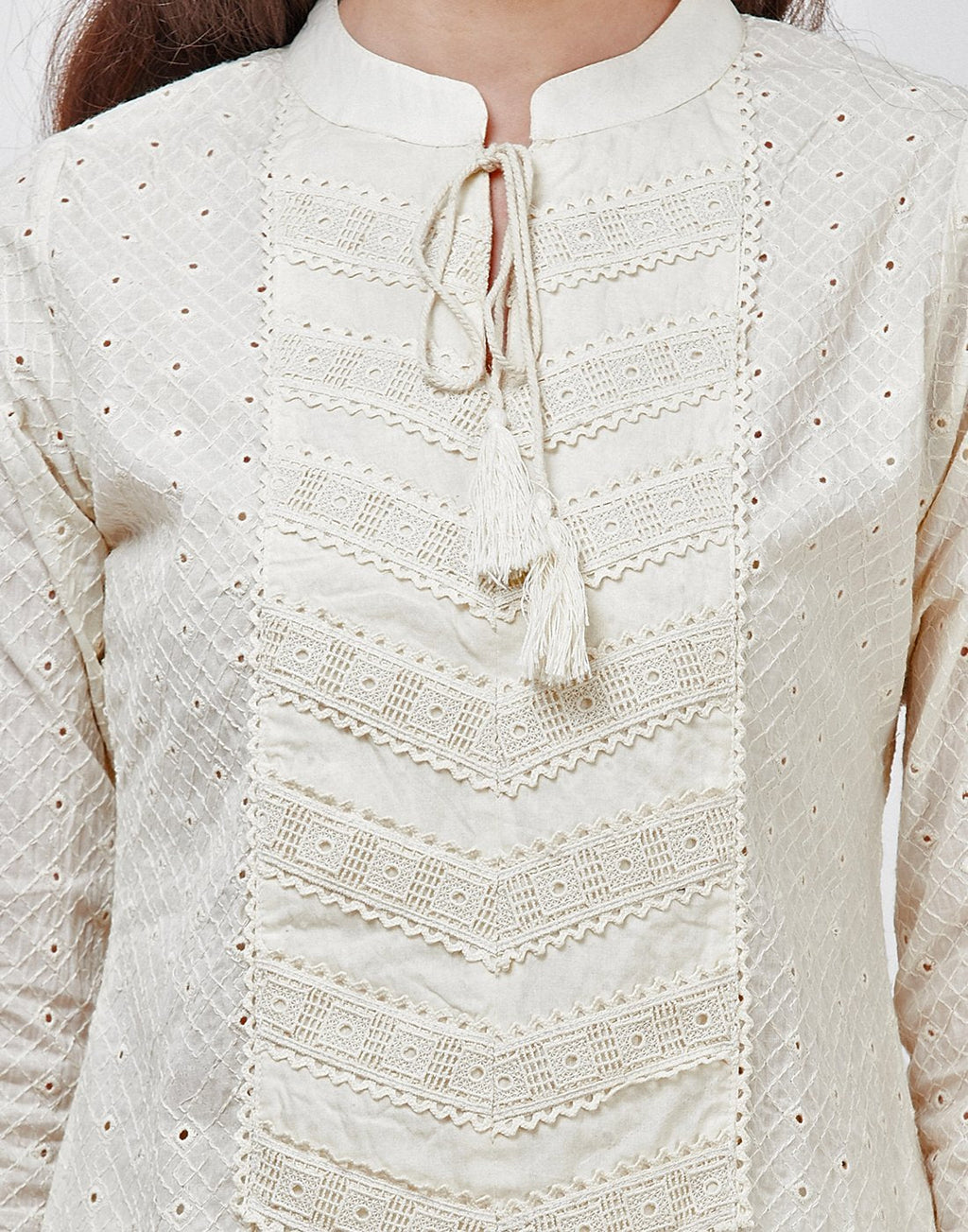 Cream Cotton Kurti with Palazzo