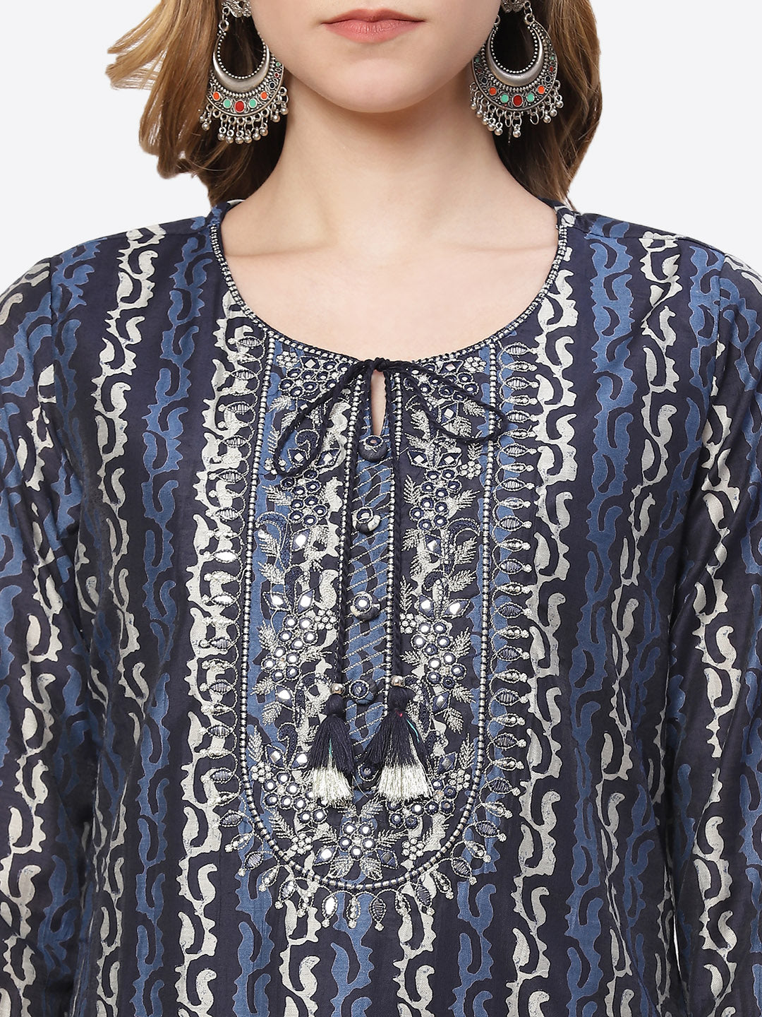 Printed Cotton Kurti With Pant And Printed Dupatta