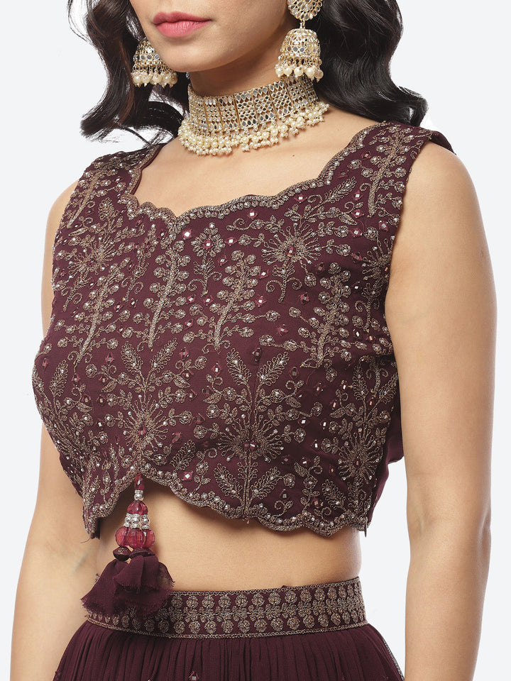 Georgette Lehenga Paired With Matching Crop Top