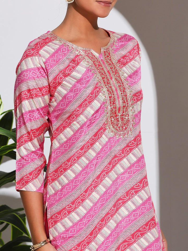 Printed Cotton Blend Kurta With Pant