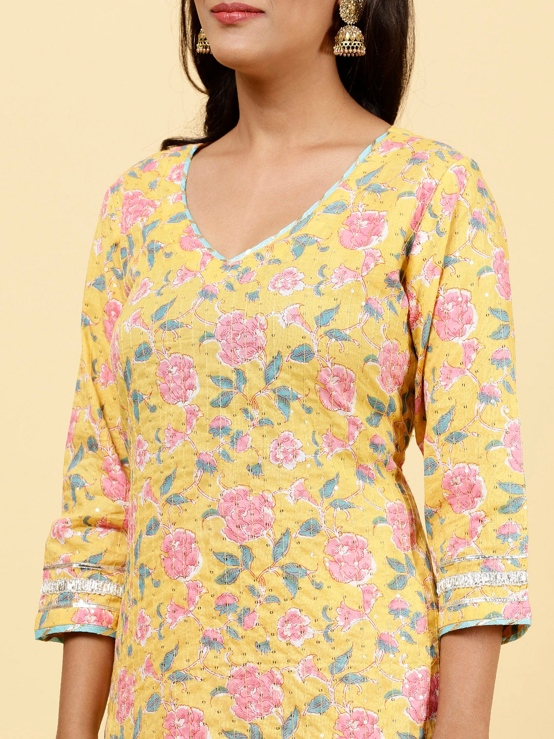 Printed Cotton Kurta With Garara