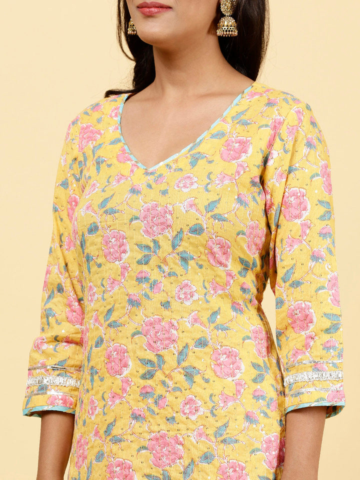 Printed Cotton Kurta With Garara