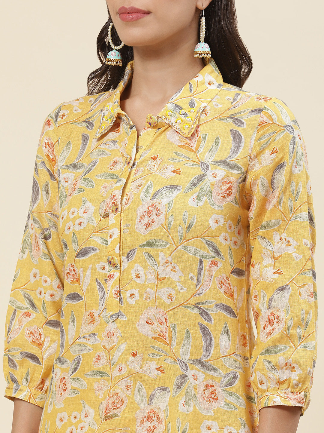 Floral Printed Muslin Kurta