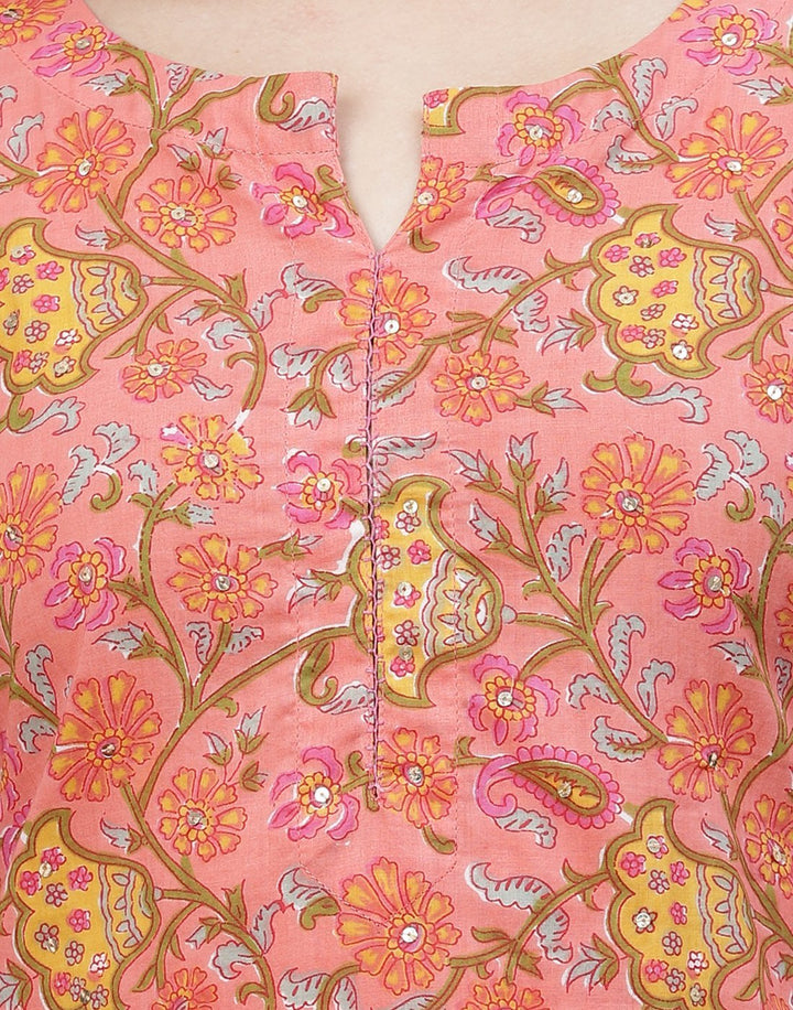 Floral Print Cotton Kurti