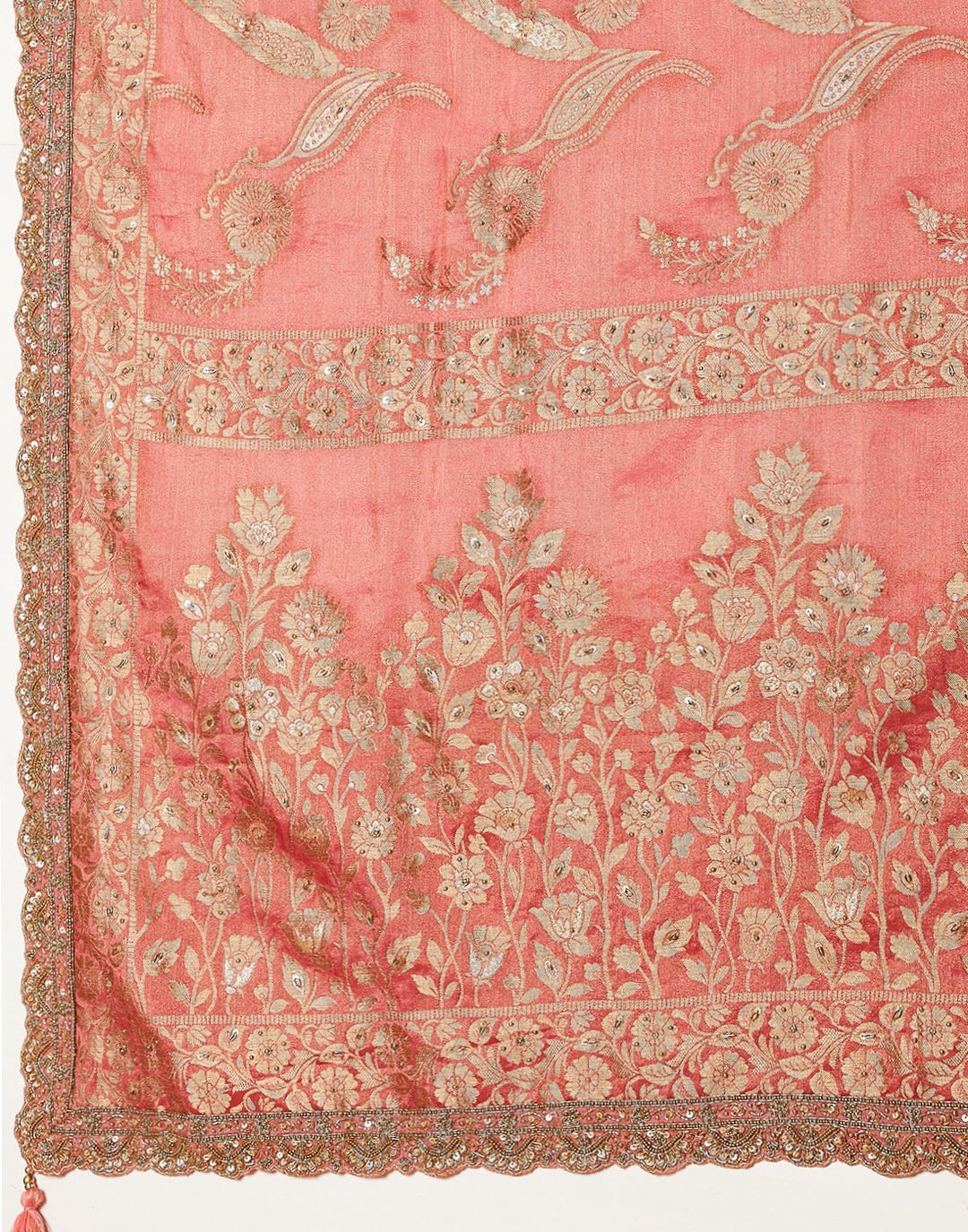 MBZ Meena Bazaar-Beige Banarasi Tissue Saree