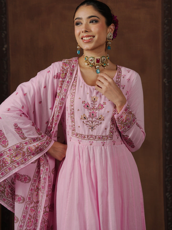 Woven Design Cotton Blend Kurta With Pant &amp; Dupatta
