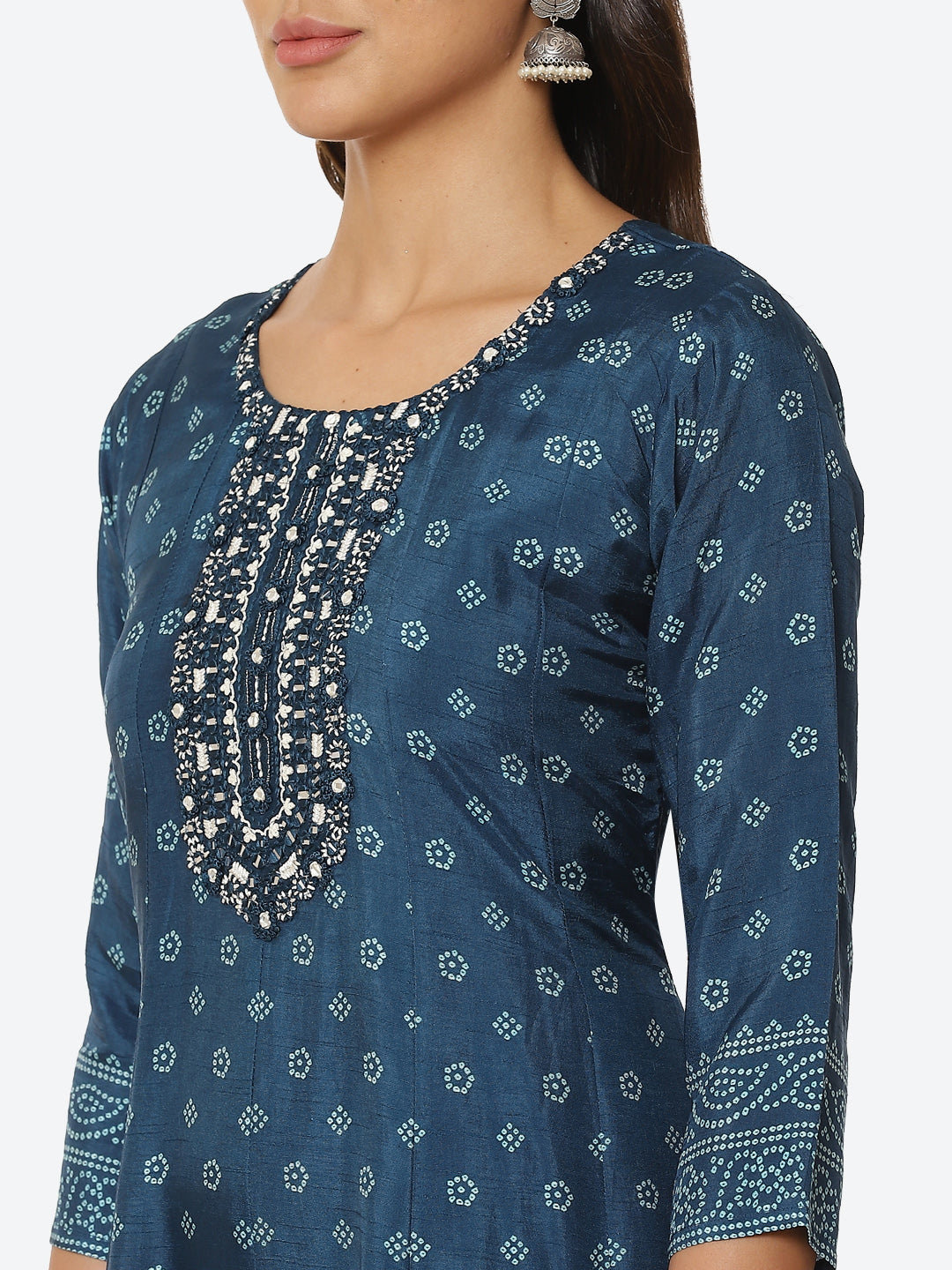 Mirror Work Printed Handloom Kurta