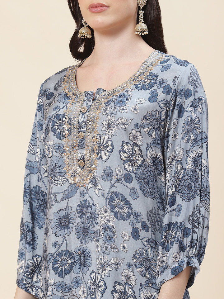 Printed Muslin Kurta With Pants