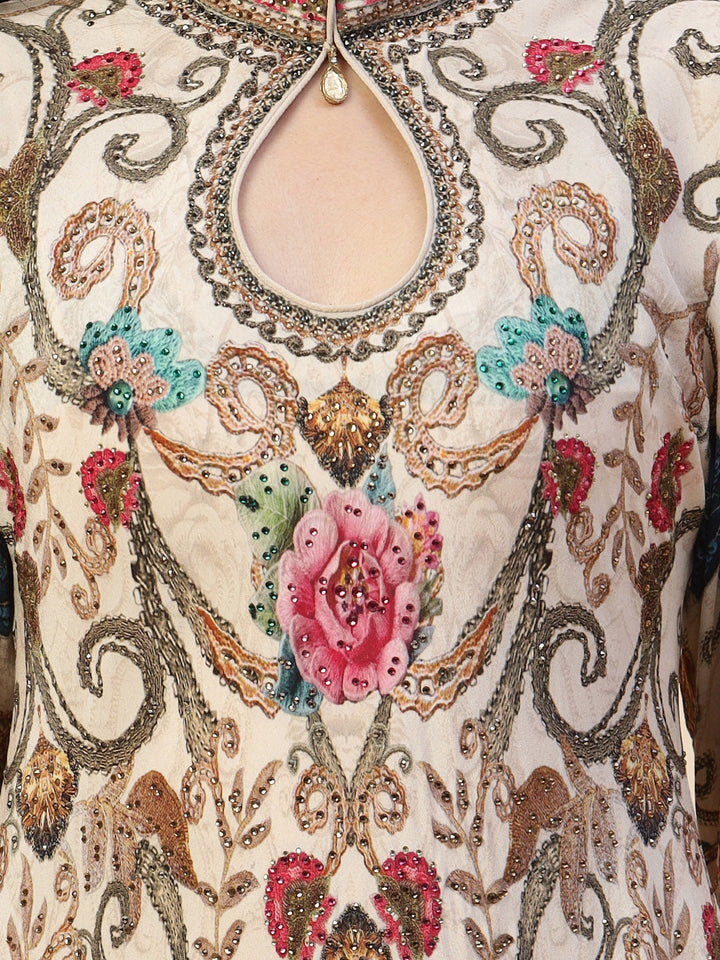 Digital Printed Crepe Gown