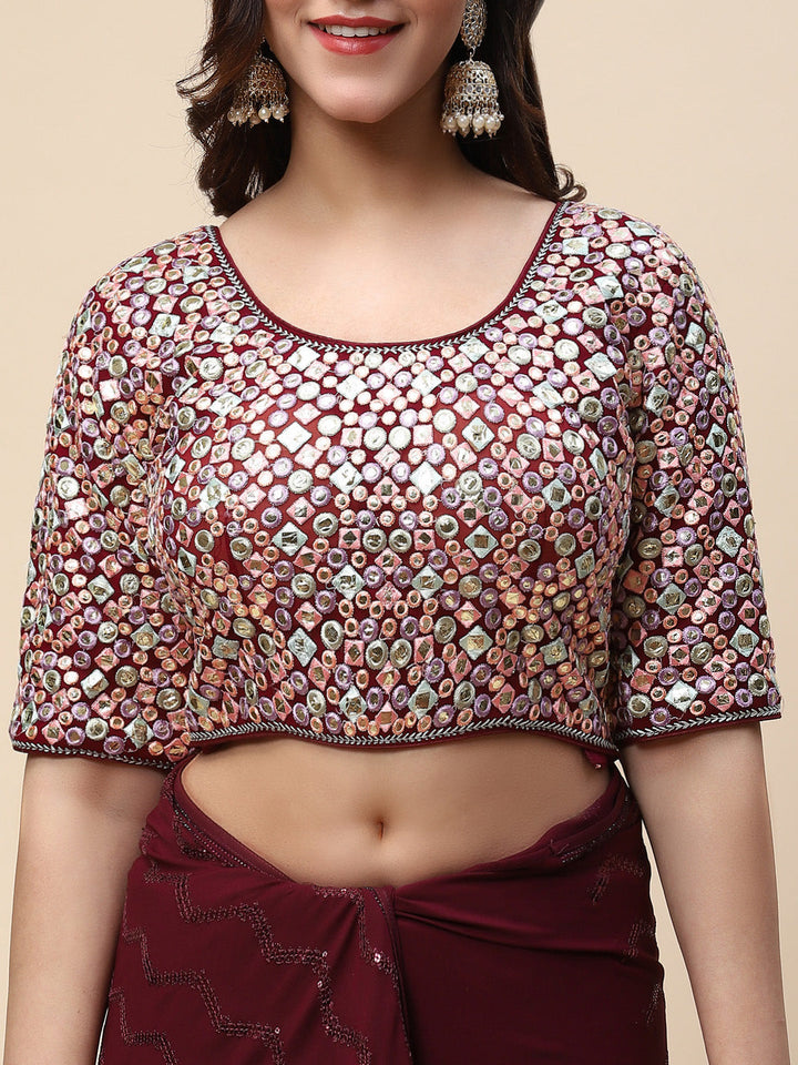 Sequin Embroidered Crepe Saree