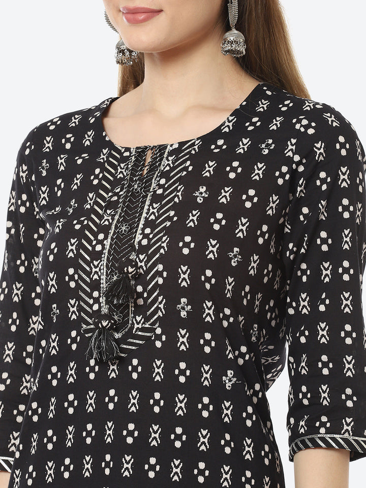 Printed Cotton Kurta With Pant &amp; Cotton Dupatta
