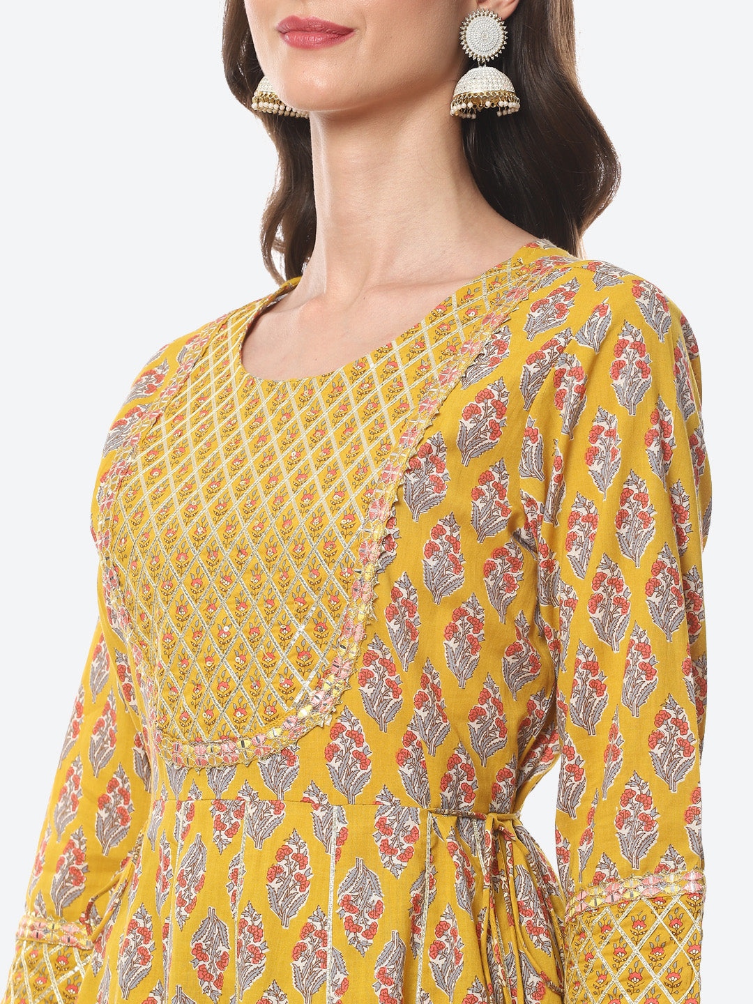 Gota Embroidered Printed Anarkali Kurta With Pant
