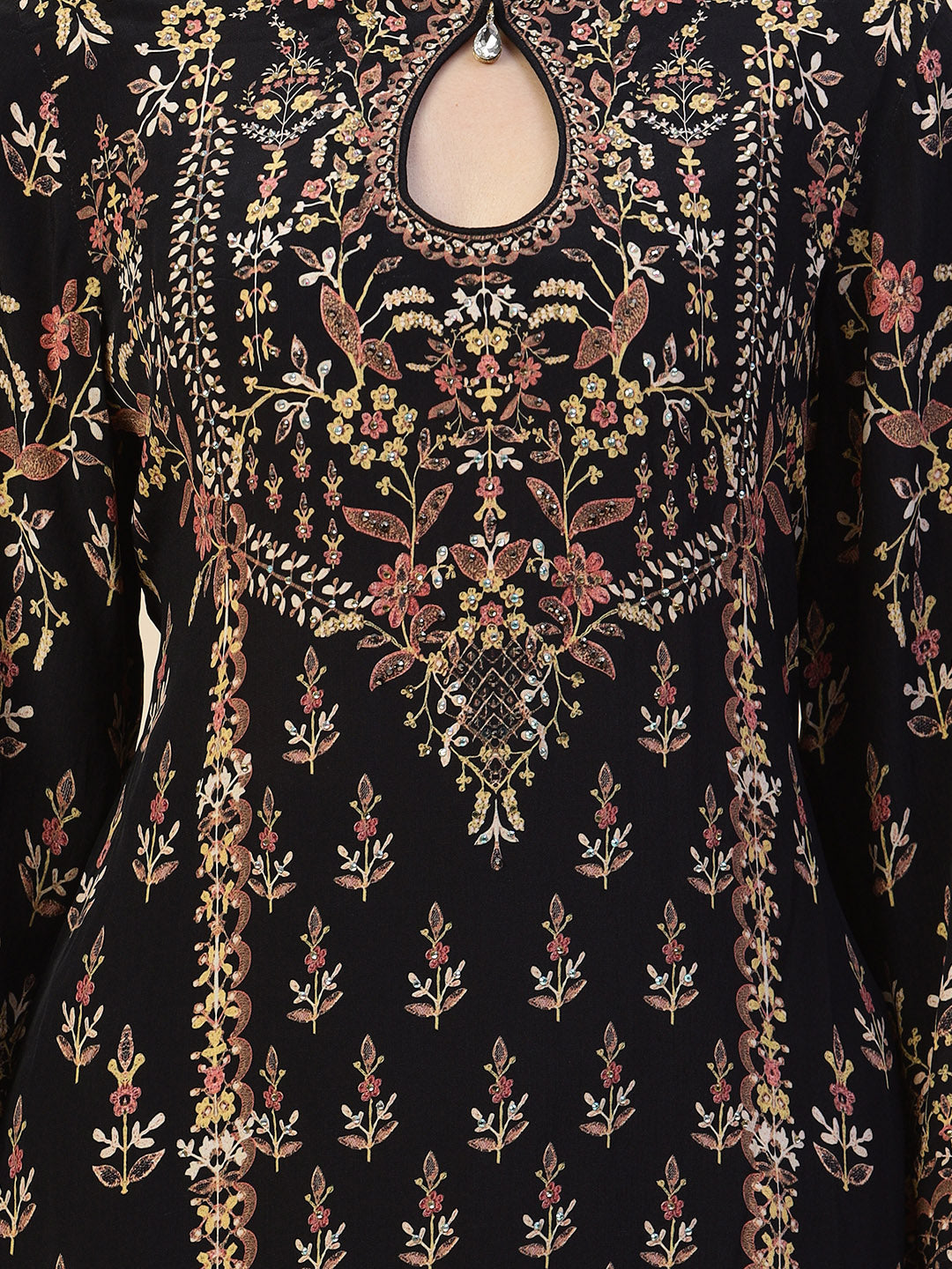 Digital Printed Crepe Kurti With Sharara &amp; Dupatta