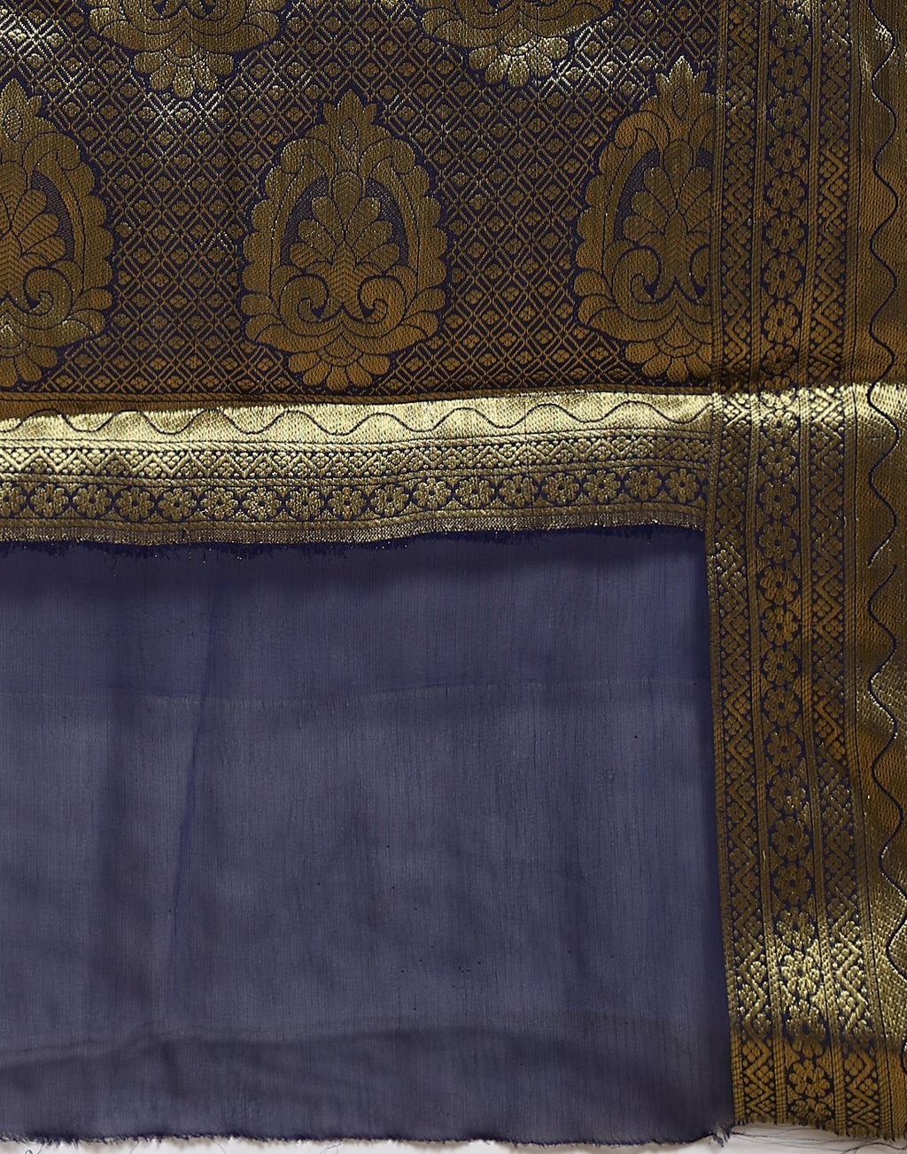 Navy Blue Art Chiffon Saree