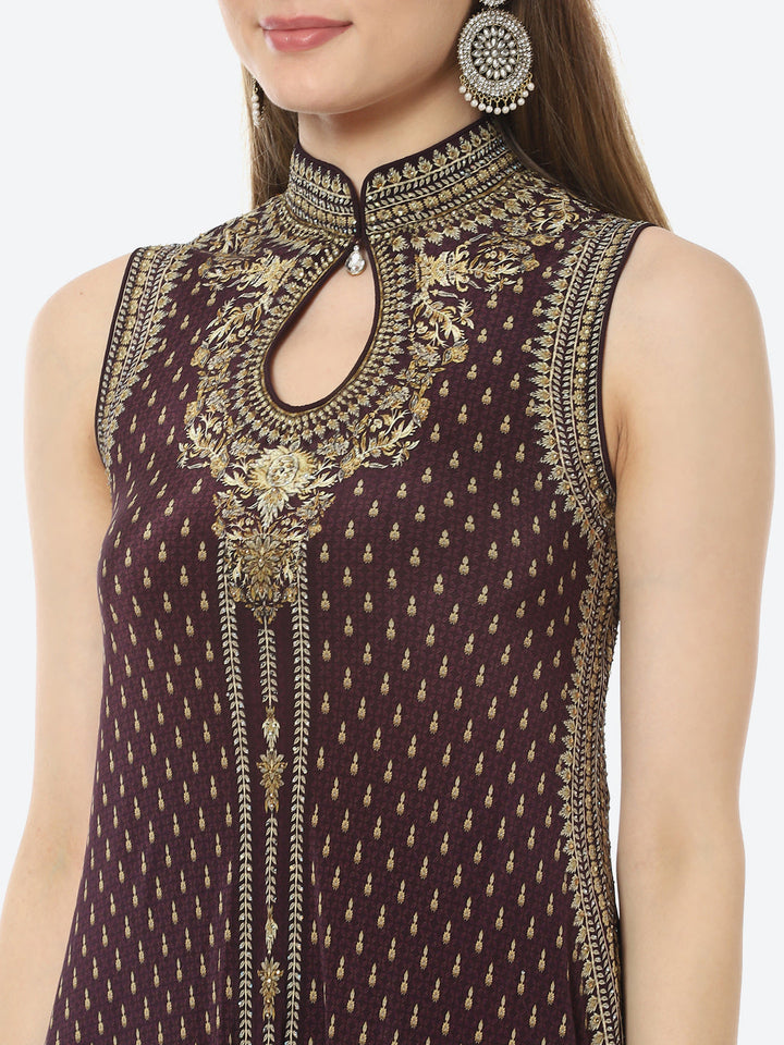 Digital Printed Crepe A-Line Gown Dress