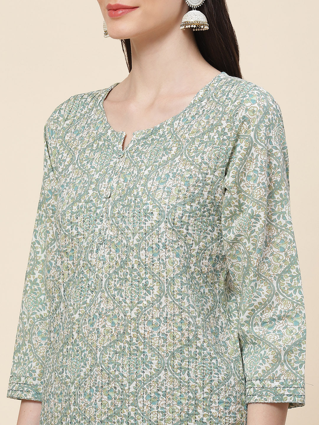 Printed Cotton Kurta With Pants