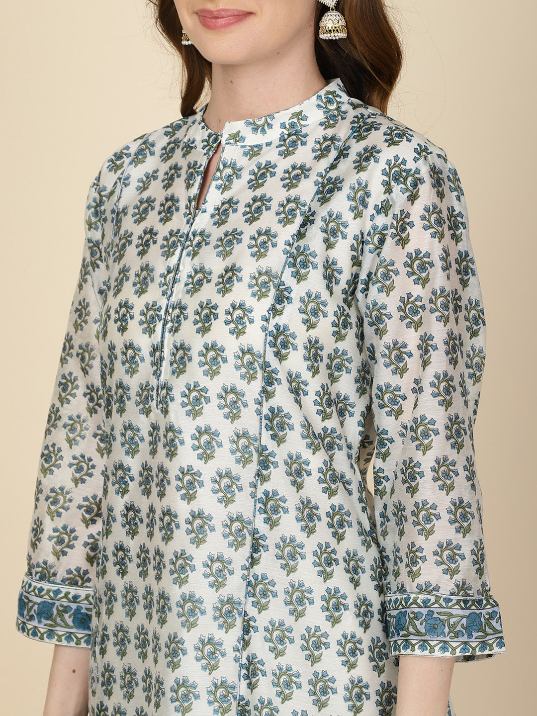 Floral Printed Cotton Kurta With Pants
