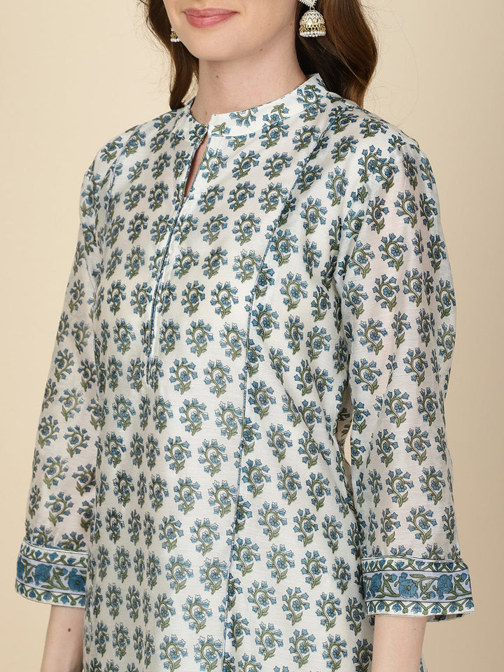 Floral Printed Cotton Kurta With Pants