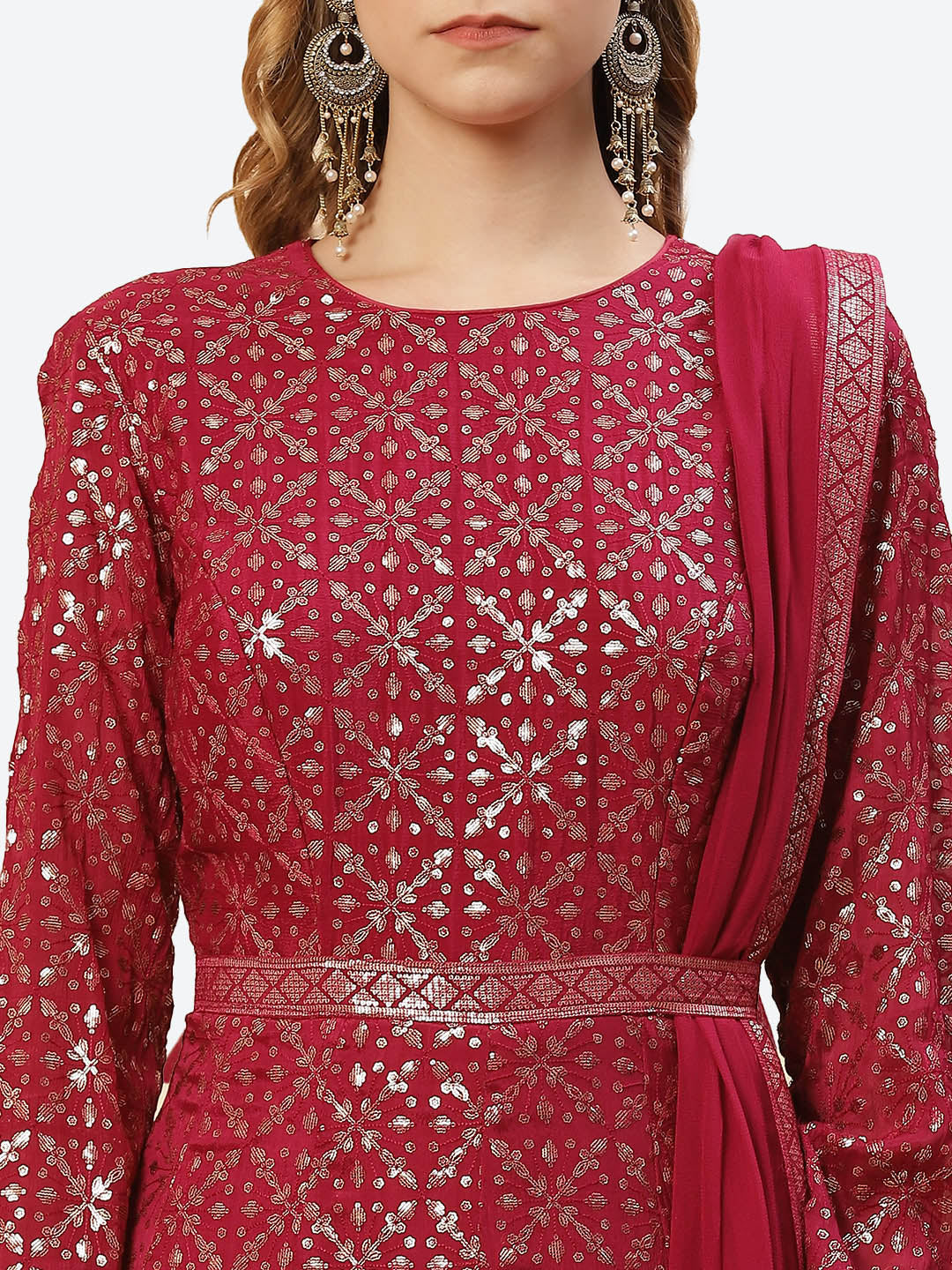 Sequence Crepe Stitched Anarkali Salwar Kameez With Georgette Dupatta