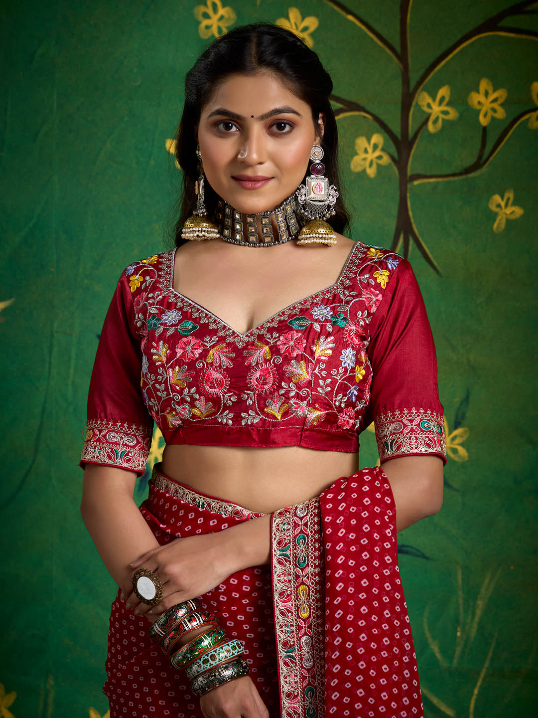 Bandhani Printed Georgette Saree