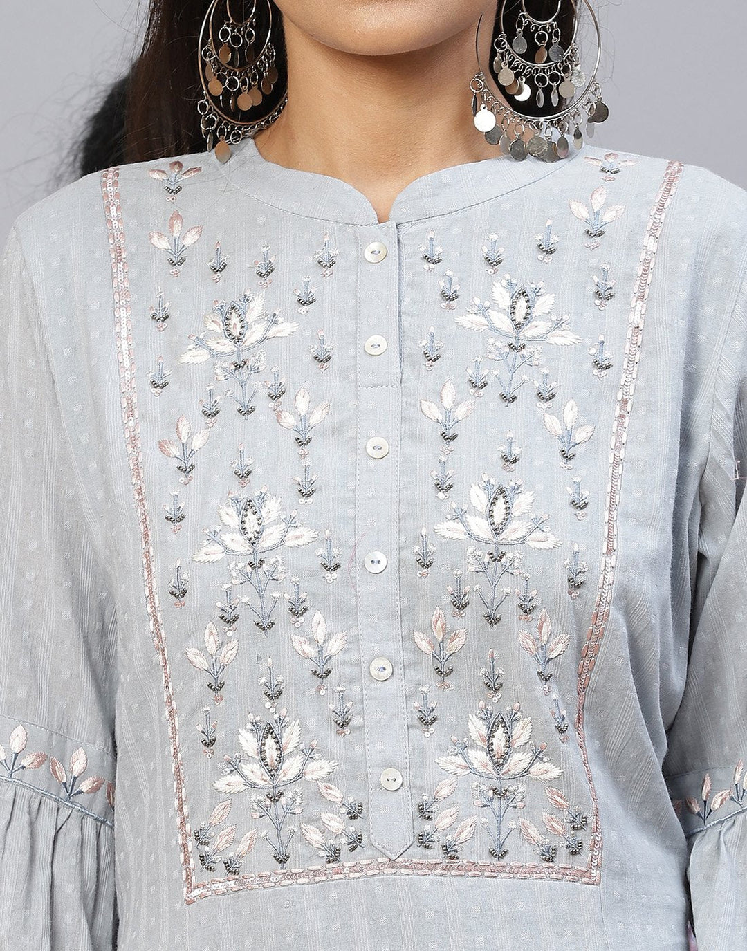 Yoke Embroidered Kurti Pant Set