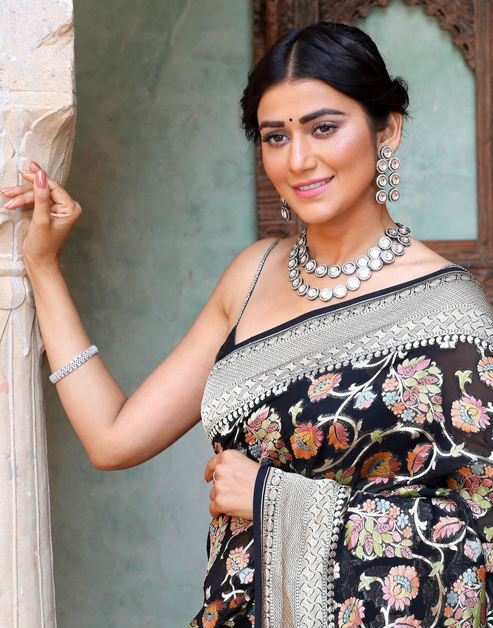 Meena Jaal Georgette Banarasi Khaddi