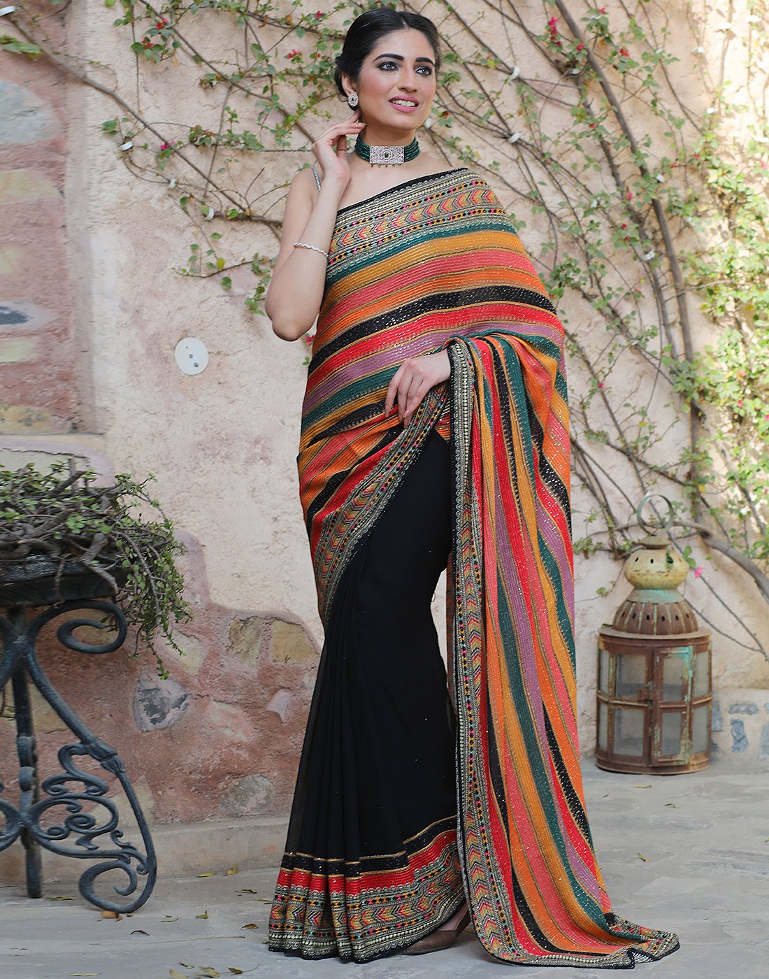 Pure Georgette Embroidered Saree