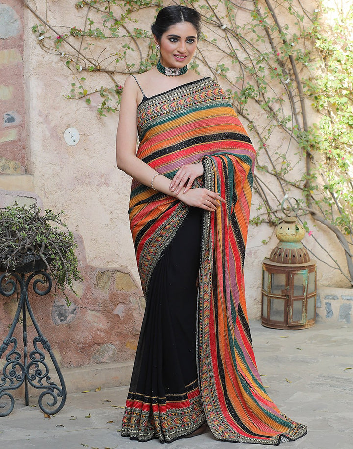 Pure Georgette Embroidered Saree