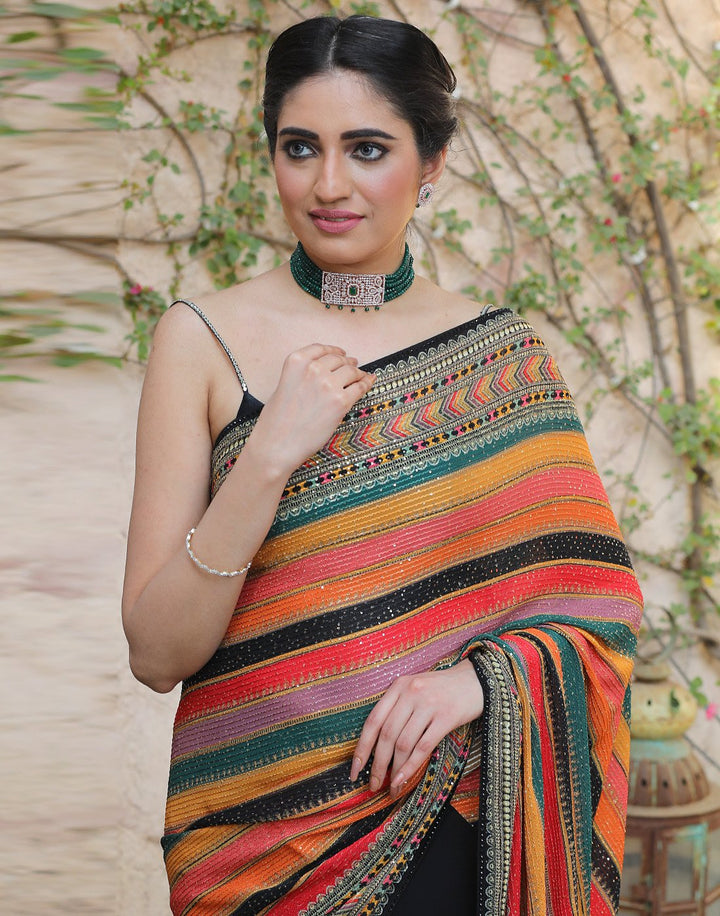 Pure Georgette Embroidered Saree