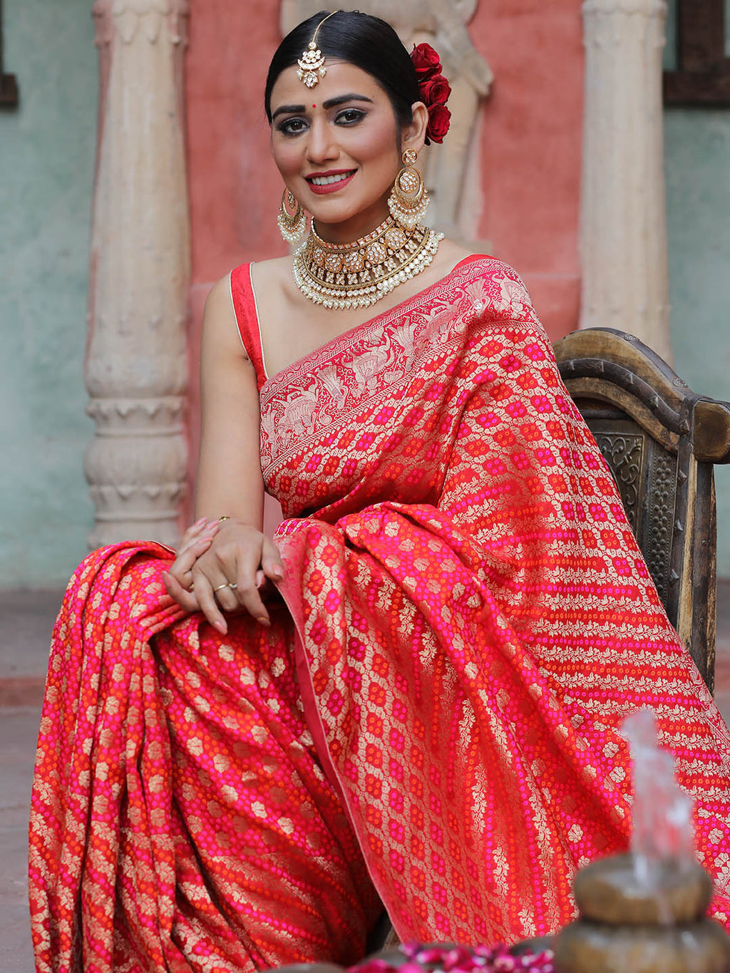 Bandhani Banarasi Woven Saree